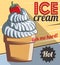 Vintage retro ice cream poster template