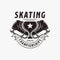 Vintage retro ice skating logo, figure skating logo vector design with shoes and star cup