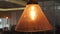 Vintage Retro Lamp Lighting Decoration in Loft Style. Old School Light Hanging on Ceiling in Coffee Shop. 4K.