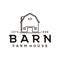 Vintage Retro Line Art Golden Wood Barn Farm Minimalist Logo design