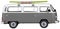 Vintage, Retro, Old-fashioned German Hippie mini camper bus van VW T2 isolated on white transparent background PNG side grey