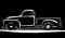 vintage retro pickup car sketch on black background. classic retro car logo side view