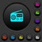 Vintage retro radio dark push buttons with color icons