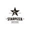 Vintage retro seal emblem logo of pizza and star