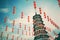 Vintage and retro style pagoda and chinese new year lanterns