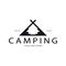 vintage and retro tent logo, camping. With tent, tree and bonfire sign. adventurers, scouts, climbers, camping equipment center