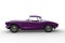 Vintage retro two seater roadster sports car with purple paintwork. 3D rendering isolated on white background