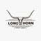 Vintage retro western cattle, head skull of Texas Longhorn label logo vector