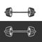 Vintage retro woodcut fitness gym barbell. Can be used like emblem, logo, badge, label. mark, poster or print. Monochrome Graphic