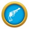 Vintage revolver icon blue vector isolated