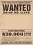 Vintage reward poster, western wanted banner