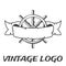 Vintage ribbon and handwheel emblem. Pirate logo in monochrome vintage style.