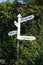 Vintage road signpost in countryside, Somerset