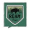 Vintage Roam Free badge illustration design. Travel emblem with text. Unusual hipster adventure style patch. Stock