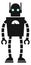 Vintage robot black icon. Metal android character