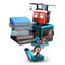 Vintage Robot with stack of books. . Contains clipping path
