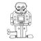 Vintage robot toy SPARKY ROBOT hand drawn line art cute illusration