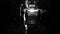 vintage robot walking in space,1950,s