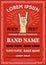 Vintage Rock festival poster, flyer with Rock and Roll hand sign
