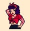 Vintage rockabilly cartoon pin-up woman vector illustration