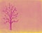 Vintage romantic tree background in pink and yellow