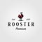 Vintage rooster cook farm logo design vector illustration