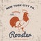 Vintage Rooster Illustration. T-shirt Design. Vector