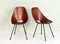 Vintage Rounded Wooden Chairs with Black Legs