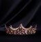 Vintage royal crown, jewellery on black background. Concept of power and wealth