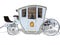 Vintage royal luxury wedding carriage with shadow isolated over white
