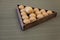 Vintage Russian billiard balls lay on green cloth