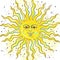 Vintage russian style sun. Medieval ornamental solar symbol. Vector hand-drawn ethnic illustration. Astrology, astronomy.