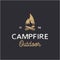 Vintage rustic hipster Burning bonfire with a large flame for camping logo design