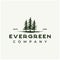 Vintage Rustic Retro Evergreen, Pines, Spruce, Cedar trees logo design