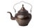 Vintage rustic tea kettle on white background.