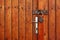 Vintage Rustic Wooden Double Door Or Gate With Opened Padlock