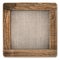 Vintage rustic wooden frame with canvas on white