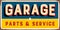 Vintage Rusty Garage Parts and Service Metal Sign.