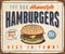 Vintage Rusty Hamburgers Metal Sign.