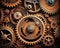 Vintage rusty machinery gears steampunk background.