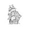 vintage sailboat icon. Hand drawn sketch vector