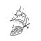 vintage sailboat icon. Hand drawn sketch vector