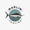 Vintage sailfish, swordfish, Marlin Fish logo icon vector