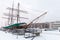 Vintage sailing ship is moored in Turku