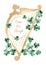 Vintage Saint Patrick`s Day greeting card with harp and shamrocks.