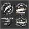 Vintage Salmon Fishing emblem, label and design elements. Vector illustration.