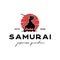 Vintage Samurai moon logo design illustration