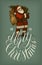 Vintage Santa Claus with beautiful Merry Christmas calligraphy card