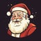 Vintage Santa Claus with a jolly smile and rosy cheeks. Classic retro comic book style.