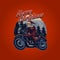 Vintage santa claus riding a motorcycle merry christmas